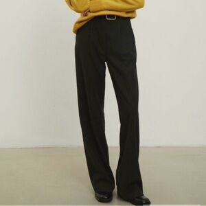 Women's woolen palazzo trousers in a gray-green stripe The Lace brand